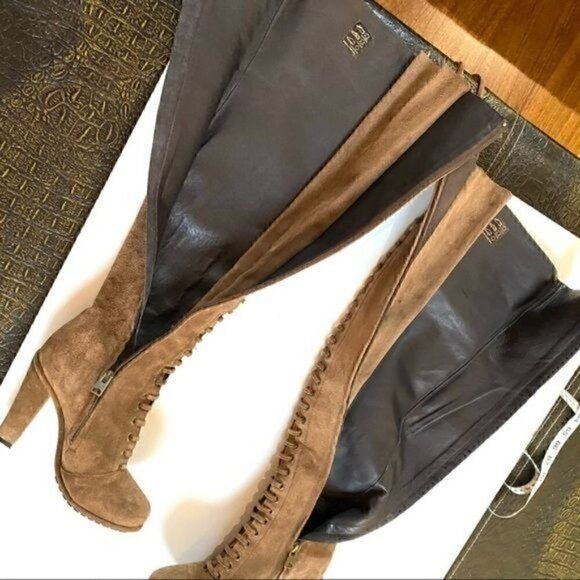 Allsaints Stepney Tan Suede Over the Knee Lace Up Tassel Boots EU 36 US 6 - Picture 9 of 16